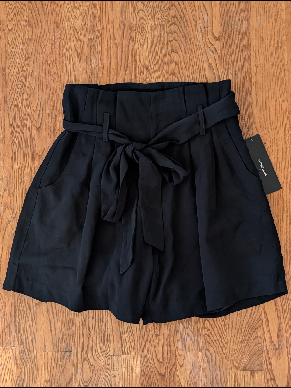 Lulu's Black High Rise Belted Shorts